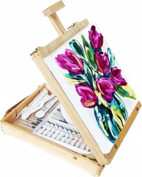 Walizka Sztaluga Farby Pędzle Duży Zestaw Malarski