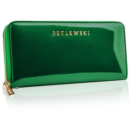 Betlewski, Portfel skórzany damski, zielony, 9,5x19,5 cm