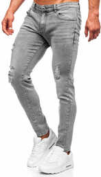 Szare spodnie jeansowe męskie slim fit Denley KX759-C