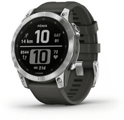 Smartwatch GARMIN Fenix 7 Srebrny z grafitowym paskiem