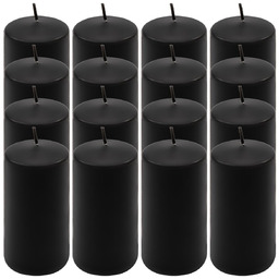 ŚWIECE STOŁOWE CZARNE 16 SZT 10x5CM DEKORACYJNE ŚWIECZKI