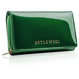 Betlewski, Portfel skórzany damski, zielony, 10,5x16 cm