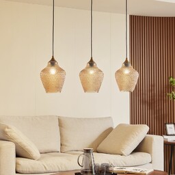 Lampa Wisząca Lindby, Drakar, ściemnialny, beżowy, kuchnia, szkło,