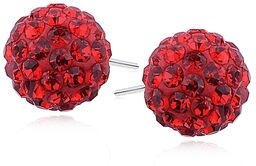 Kolczyki kulki czerwone kryształki Swarovski 12mm shamballa discoball