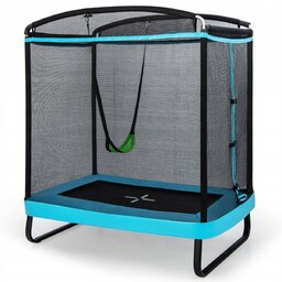 Prostokątna Trampolina dla dzieci 2w1 z huśtawką