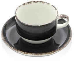 FILIŻANKA ZE SPODKIEM ONYX 90ml CZARNA FINE DINE