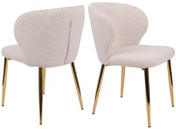 Krzesło do jadalni Meg, tapicerowane, kremowe, boucle