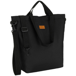 Duża, czarna shopperka damska zamykana suwakiem z kieszonką