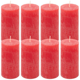 ŚWIECE STOŁOWE CZERWONE RUSTYKALNE 8 SZT 5x10 CM