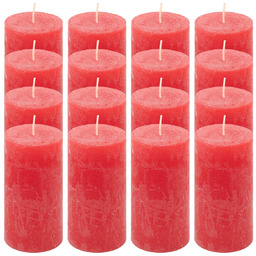 ŚWIECE STOŁOWE CZERWONE RUSTYKALNE 16SZT 5x10 CM ŚWIECZKI