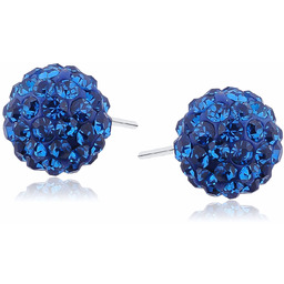 Kolczyki kulki kryształki capri blue Swarovski 10mm shamballa