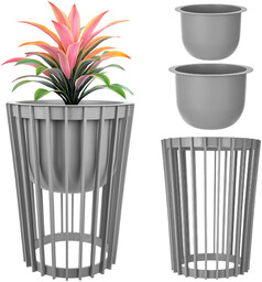 Kwietnik dwustronny Aytre 54 cm platynowy + 2