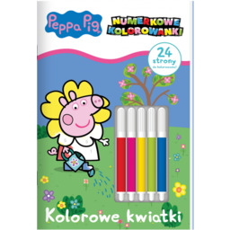 Świnka Peppa Numerkowe kolorowanki Kolorowe kwiatki