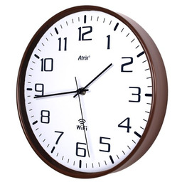 Zegar sterowany WiFi cichy 30cm/ciemne drewno