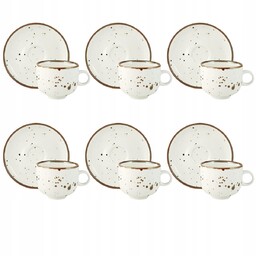 Rustic White porcelanowy zestaw 6 filiżanek ze spodkiem