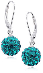 Eleganckie wiszące kolczyki kuleczki blue zircon Swarovski 10mm