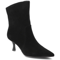 S.Barski Czarne Botki Zamszowe Obuwie Damskie Na Obcasie