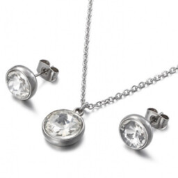 Komplet biżuterii srebrny naszyjnik z cyrkoniami + kolczyki
