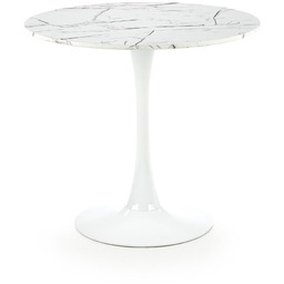 Stół okrągły denver biały marmur (fi-80 cm) halmar