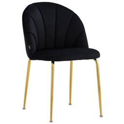 Krzesło Glamour czarne C-905 / welur, złote nogi