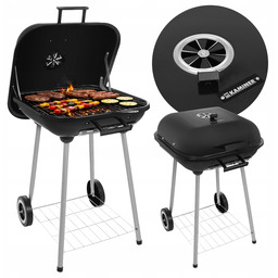 Grill Węglowy z Pokrywą Ogrodowy Duży Ruszt Przenośny