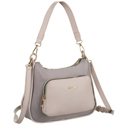 Miejska, szara listonoszka damska z nylonu i skóry