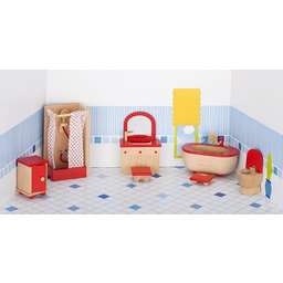 OUTELT Meble dla lalek, łazienka czerwona, goki