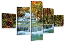 Muralo Obraz Wieloczęściowy Wodospad Jesienny Las 150x90cm