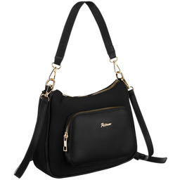 Czarna listonoszka damska z nylonu i skóry ekologicznej