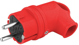 Wtyczka gumowa kątowa 16A 230V czerwona Schuko 8932