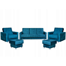 Zestaw wypoczynkowy wersalka fotele turkusowy