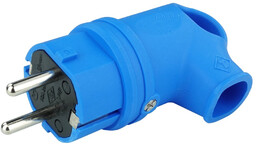 Wtyczka gumowa kątowa 16A 230V niebieska Schuko 8918