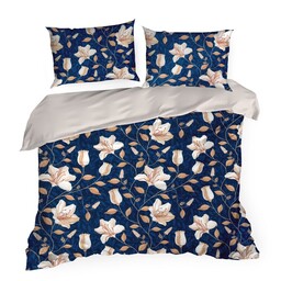 Eurofirany Pościel satynowa 160x200 Nika 48 granatowa kremowa