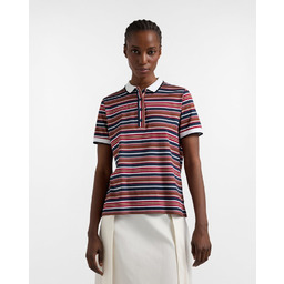 polo in jersey con righe damskie niebieski