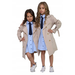 Małami Mała MI Stylowy Płaszcz Trencz Beżowy 122