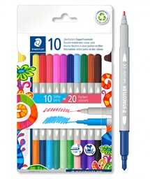Flamastry dwustronne 10 szt 20 kolorów Staedtler S