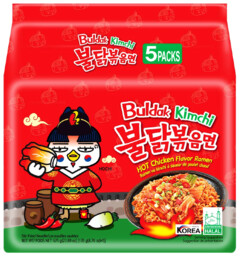 Ramyun Buldak o smaku ostrego kurczaka z kimchi,