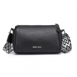 Czarna Torebka Cylider Crossbody Owalna Skóra Naturalna Roal
