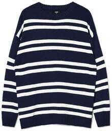 Cropp - Granatowo-biały sweter w paski - Granatowy