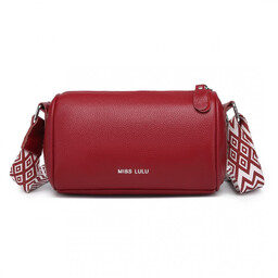 Czerwona Torebka Cylider Crossbody Owalna Skóra Naturalna Roal