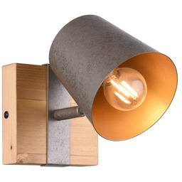 Kinkiet loft drewno + nikiel antyczny E14 BELL