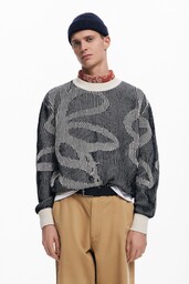 Sweter w kwiaty żakardowe