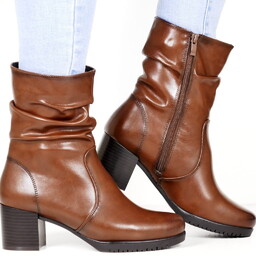 Damskie Botki Skórzane na Obcasie Sergio Leone 25289