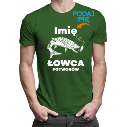 (Imię) Łowca potworów - męska koszulka na prezent