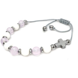 Delikatny różaniec, bransoletka na rękę z kamieni 9165