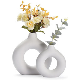 Whole Housewares Ceramiczny wazon, biały, nordycki, boho, dekoracyjny