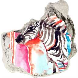 Samoprzylepna dziura ścienna 3D Kolorowa zebra