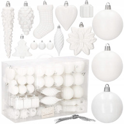 Bombki Choinkowe Na Choinkę Zestaw XXL 72szt Białe