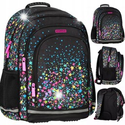 PLECAK SZKOLNY TORNISTER DLA DZIEWCZYNKI CZARNY W GWIAZDKI