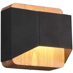 Kinkiet nowoczesny czarny metal + drewno 4,3W LED